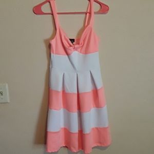 Peach and white striped dress